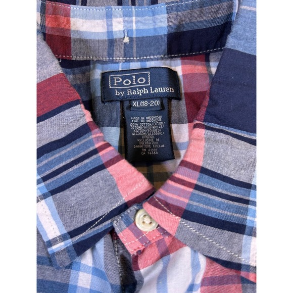 Polo Ralph Lauren Other - Polo Ralph Lauren Short Sleeve Button Down Plaid Shirt Boys/Youth XL (18-24)
